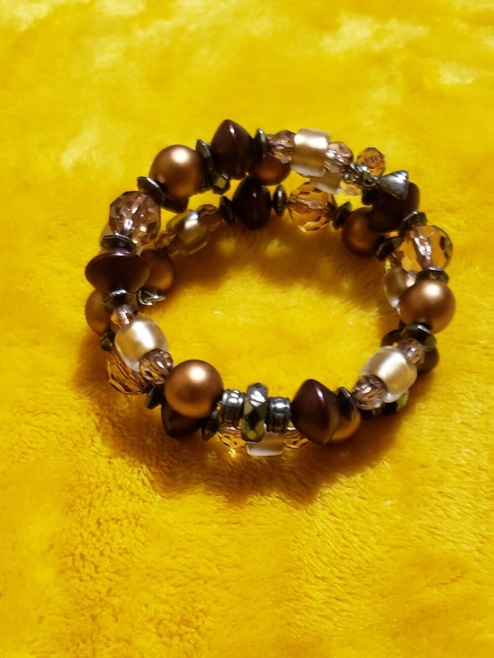Elegant Pewter, Gold, Copper And Brownish Shaded Coil Bracelet - Women Jewelry